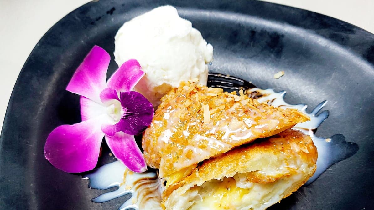 Banana Crepe with coconut ice cream