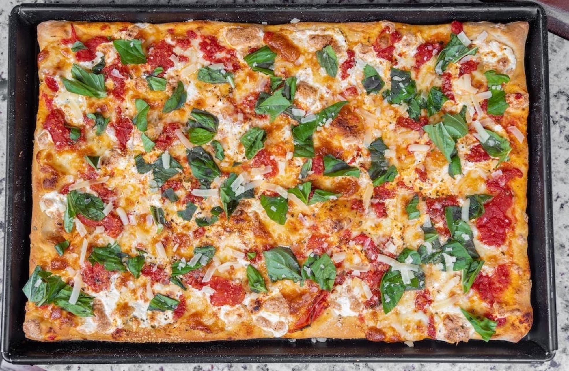 Burrata Basil Square Pizza