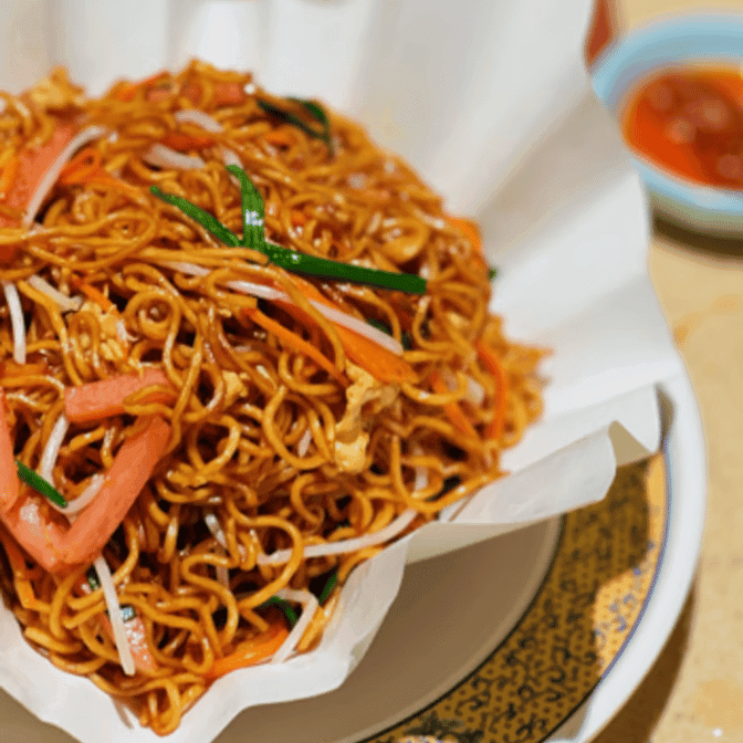 Soy Sauce Stir-Fried Noodle W. Shredded Beef Chicken & Ham