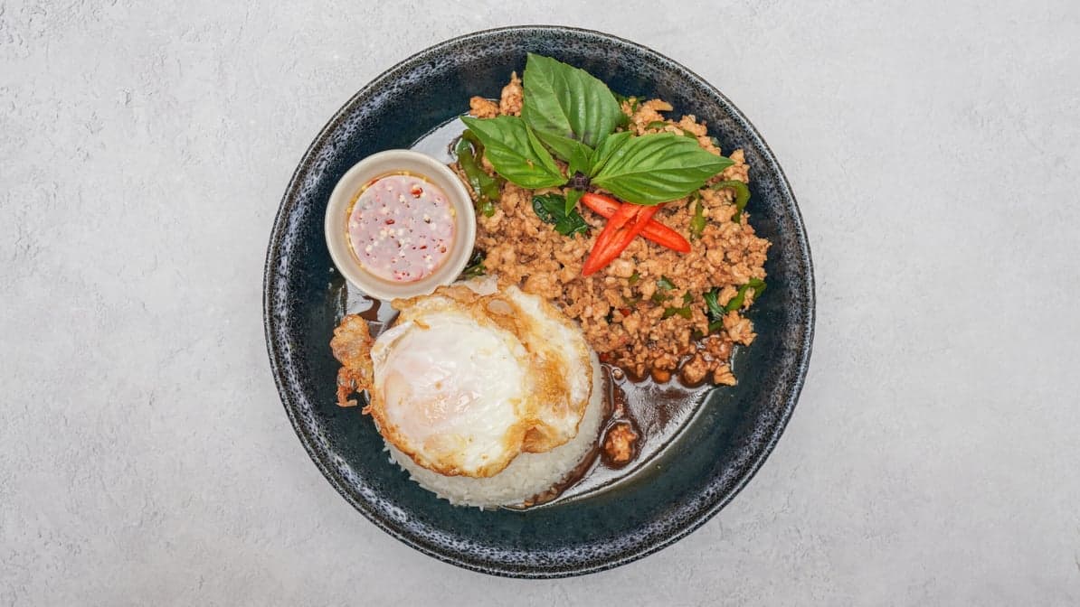 Kra Pow Over Rice