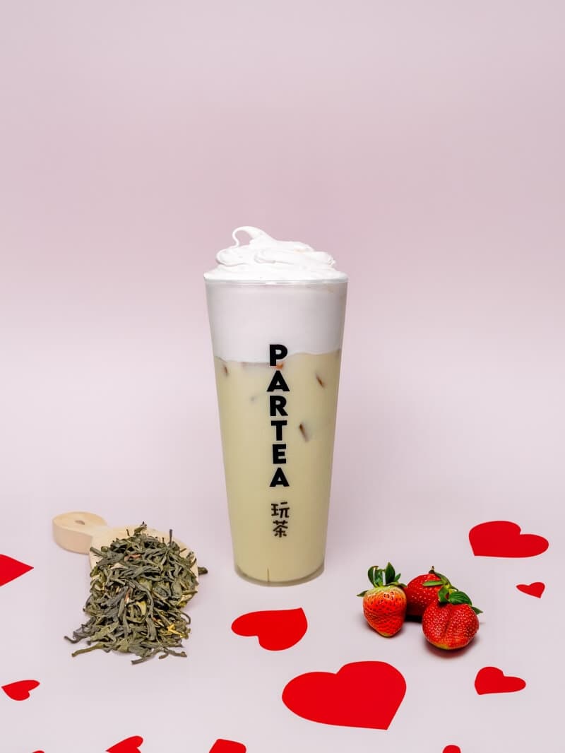 Whipped Strawberry + Milk Green Tea +