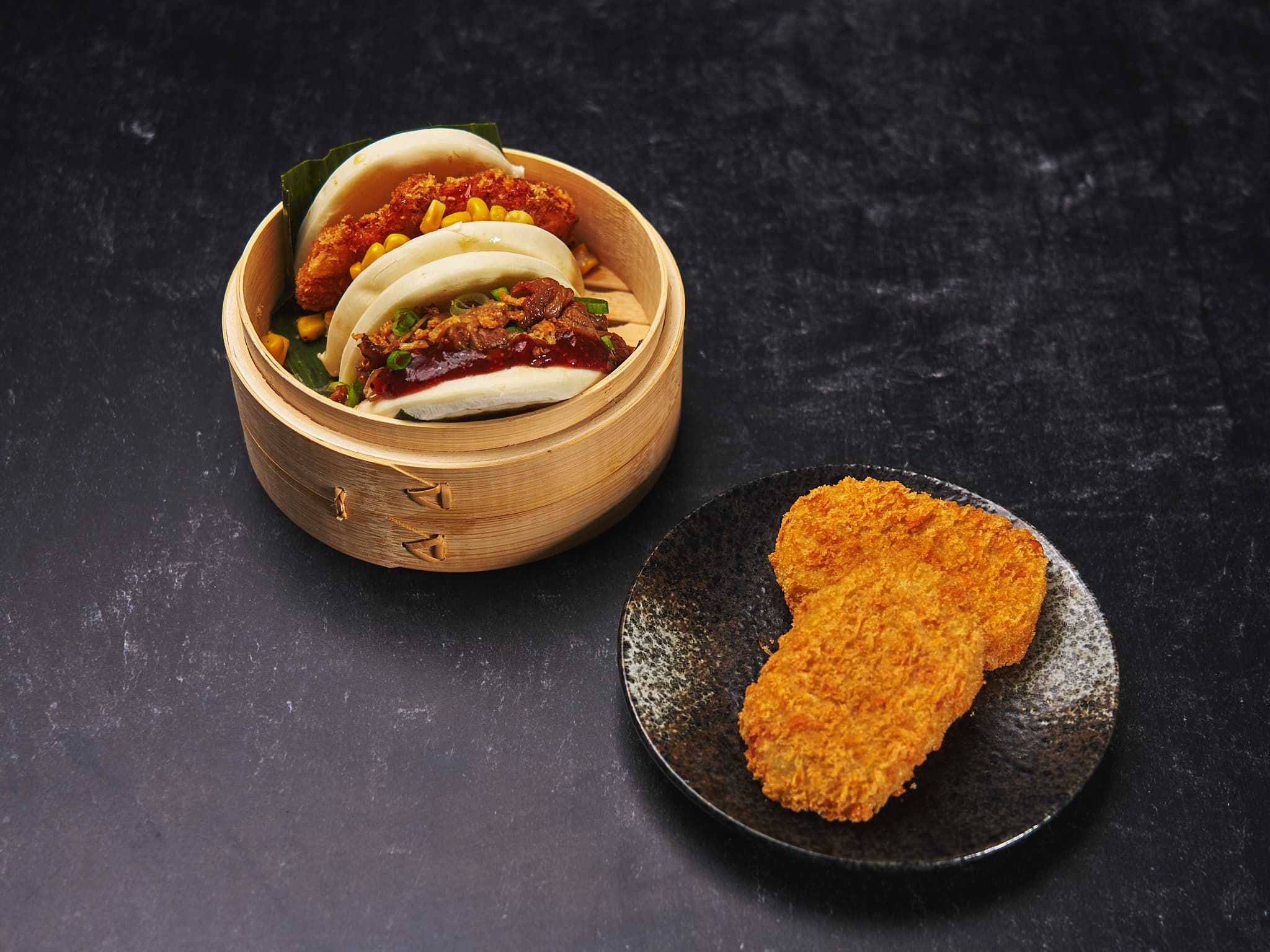 Two Bao Combo with Potato Croquette (2 pc)