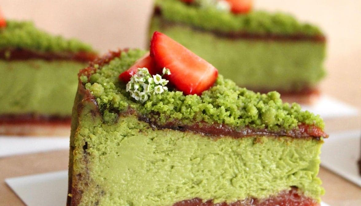 Slice Strawberry Matcha Basque Cheesecake