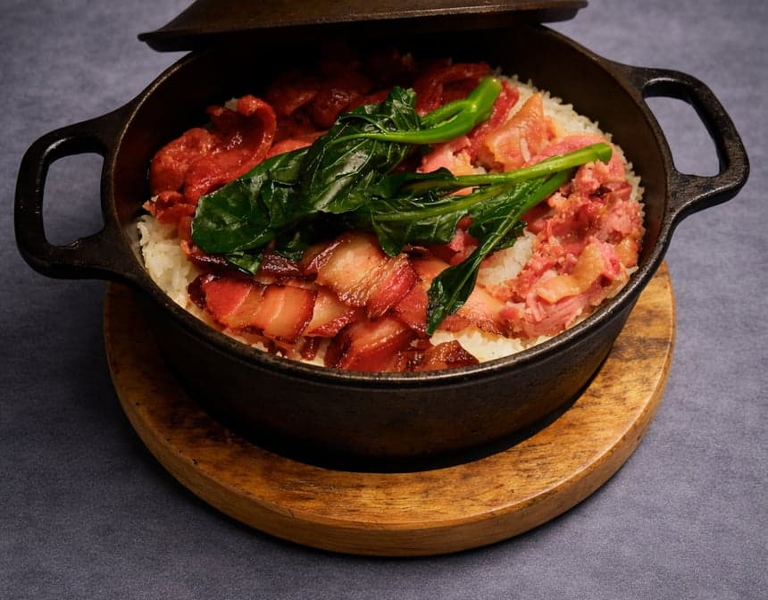 Cured Duck and Sausage Clay Pot Rice腊鸭腊肠煲仔饭