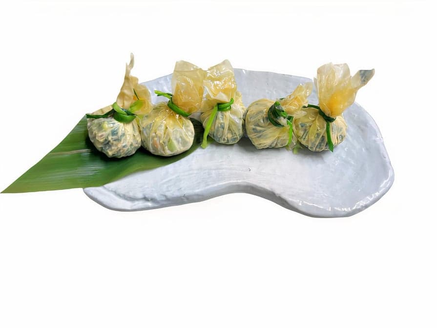 kale dumplings in tofu skin