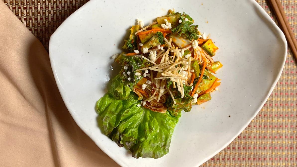 Spicy kale & broccoli kimchi salad