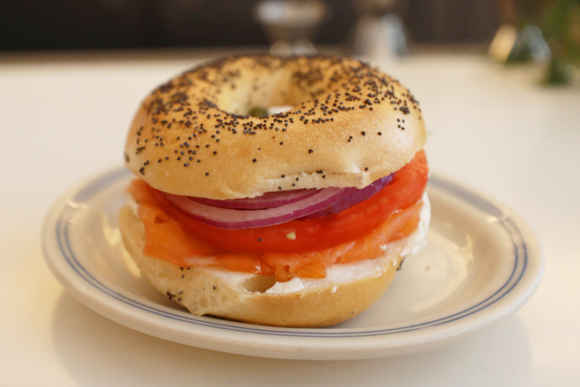 Bagel with Sliced Lox Nova Salmon