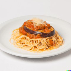 Eggplant Parmigiana with Spaghetti