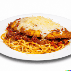Breaded Chicken Cutlet Parmigiana with Spaghetti